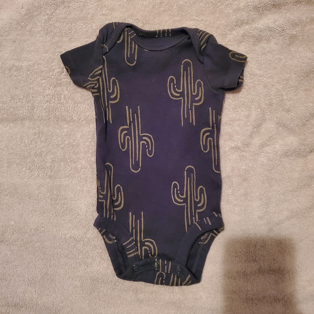 (6/$12) 3m Navy Cactus Print Kids Bodysuit